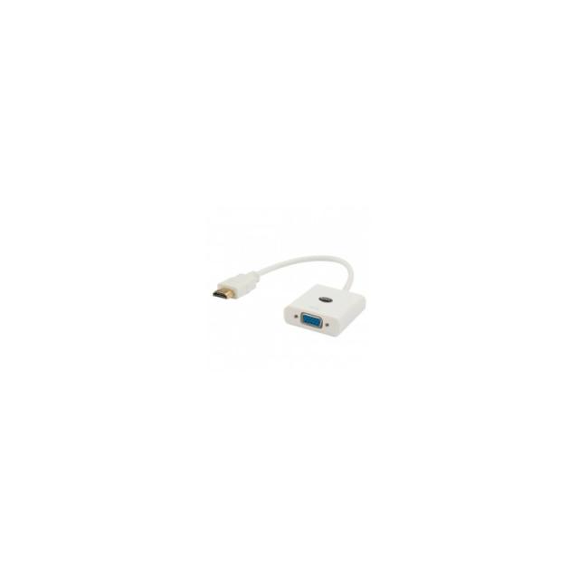 Savio - CL-27B adaptador de cable de vídeo 0,1 m HDMI tipo A (Estándar) VGA (D-Sub) Blanco