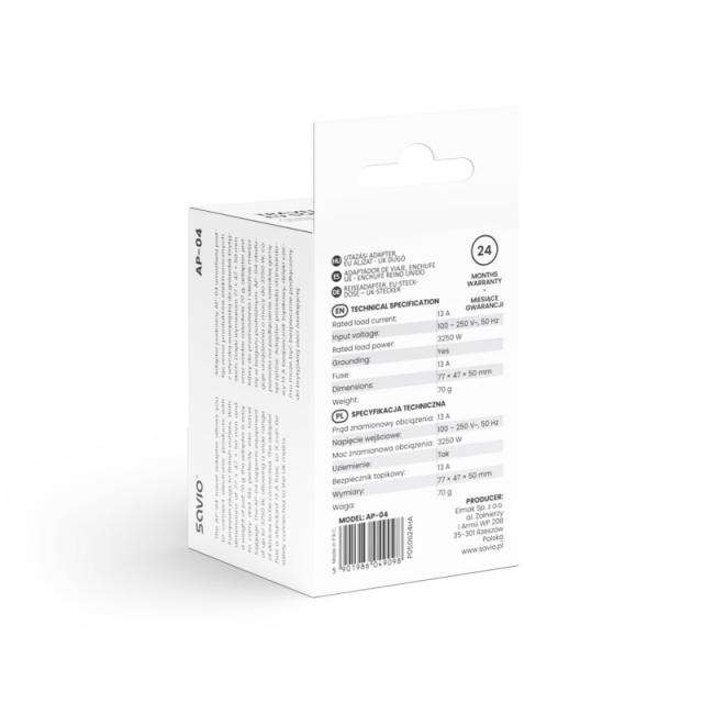 Savio - AP-04 adaptador e inversor de corriente Universal 3250 W Blanco