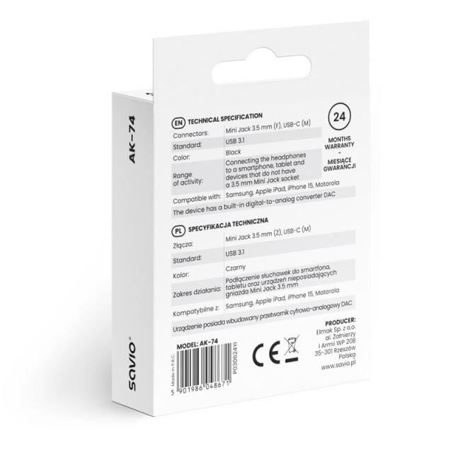 Savio - AK-74 adaptador e inversor de corriente Interior / exterior Negro