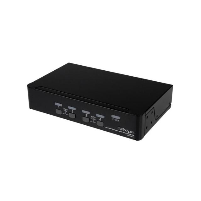StarTech.com - Conmutador Switch KVM 4 puertos Vídeo DisplayPort DP Hub Concentrador USB 2.0 Audio - 2560x1600