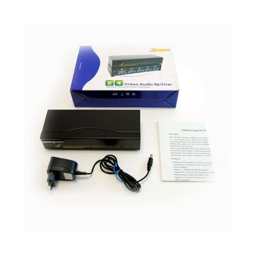 PINBOX - Splitter VGA+ Audio 4 Salidas 450Mhz (PowerGreen)