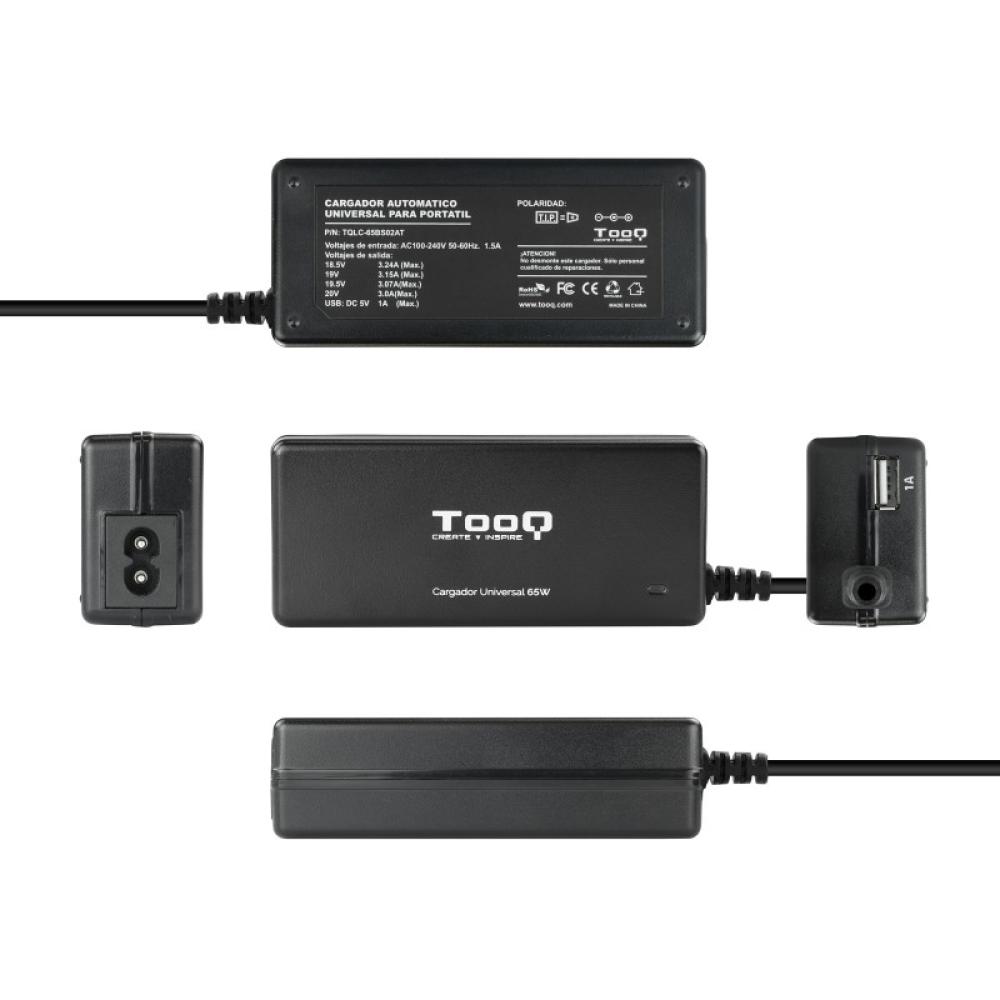 TooQ - TQLC-65BS02AT adaptador e inversor de corriente Interior 65 W Negro
