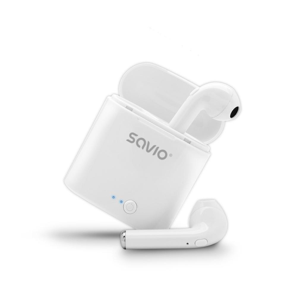 Savio - TWS-01 Biale Auriculares Inalámbrico Dentro de oído Llamadas/Música/Deporte/Uso diario Bluetooth Blanco