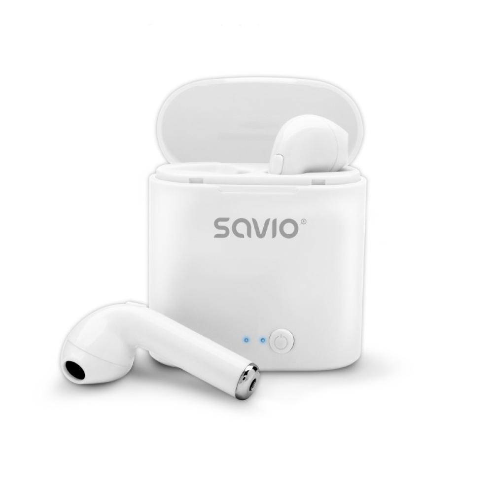 Savio - TWS-01 Biale Auriculares Inalámbrico Dentro de oído Llamadas/Música/Deporte/Uso diario Bluetooth Blanco