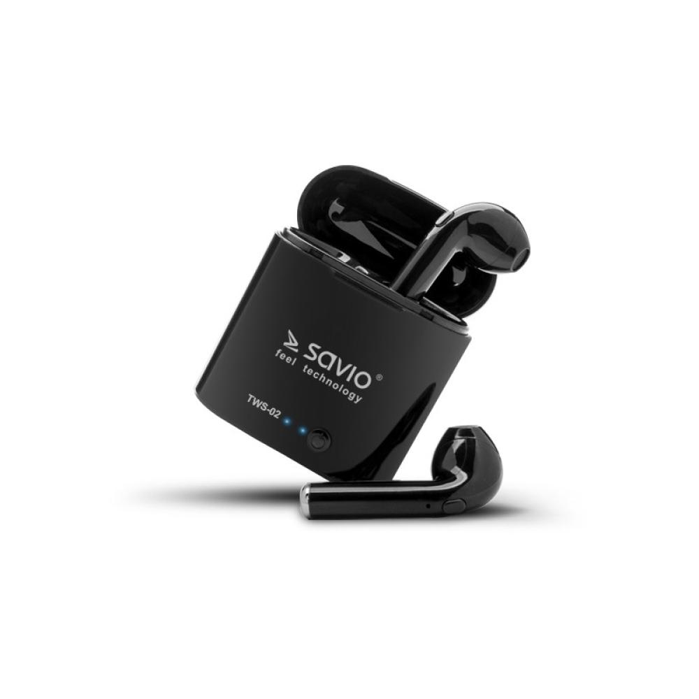 Savio - TWS-02 auricular y casco Auriculares Inalámbrico Dentro de oído Llamadas/Música Bluetooth Negro