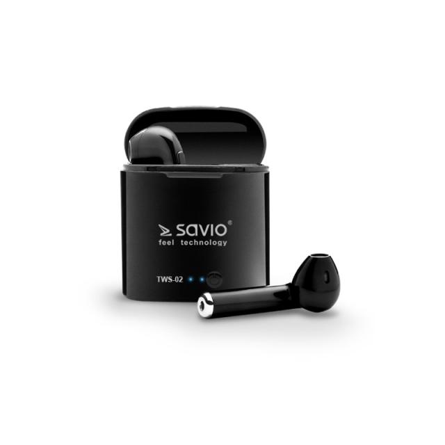 Savio - TWS-02 auricular y casco Auriculares Inalámbrico Dentro de oído Llamadas/Música Bluetooth Negro