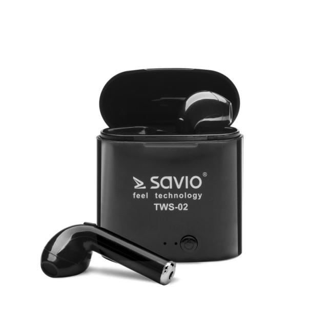 Savio - TWS-02 auricular y casco Auriculares Inalámbrico Dentro de oído Llamadas/Música Bluetooth Negro