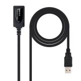 Nanocable - CABLE USB 2.0 PROLONGADOR CON AMPLIFICADOR, TIPO A/M-A/H, 5.0 M