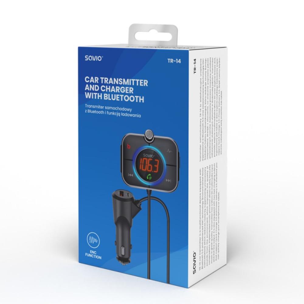 Savio - TR-14 Transmiter FM z Bluetooth i ladowarka PD 87,6 - 107,9 MHz Bluetooth/USB Negro