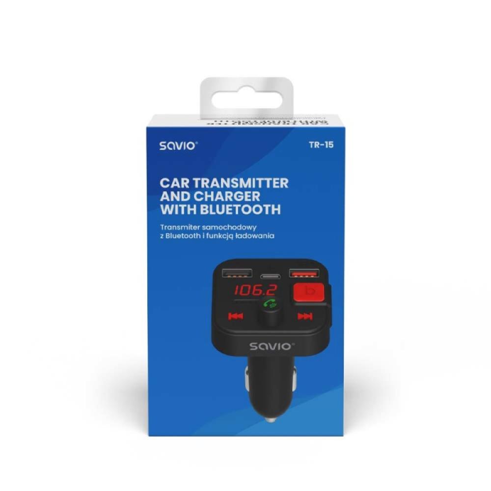 Savio - TR-15 Transmiter FM z Bluetooth 87,6 - 107,9 MHz Bluetooth/USB Negro