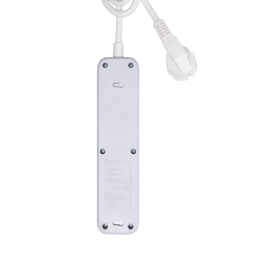 Savio - Surge Protective 3-socket power strip 1.5m white LZ-07 3 salidas AC Tipo F 1,5 m Blanco