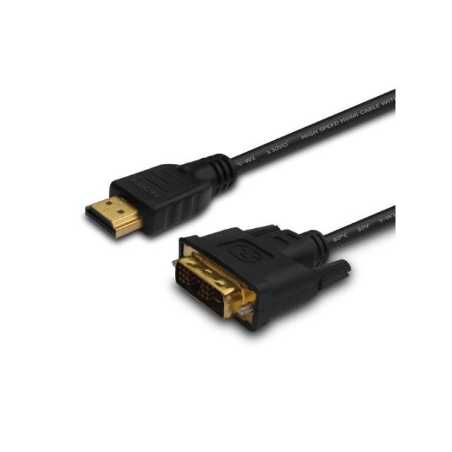 Savio - CL-10 adaptador de cable de vídeo 1,5 m DVI HDMI tipo A (Estándar) Negro