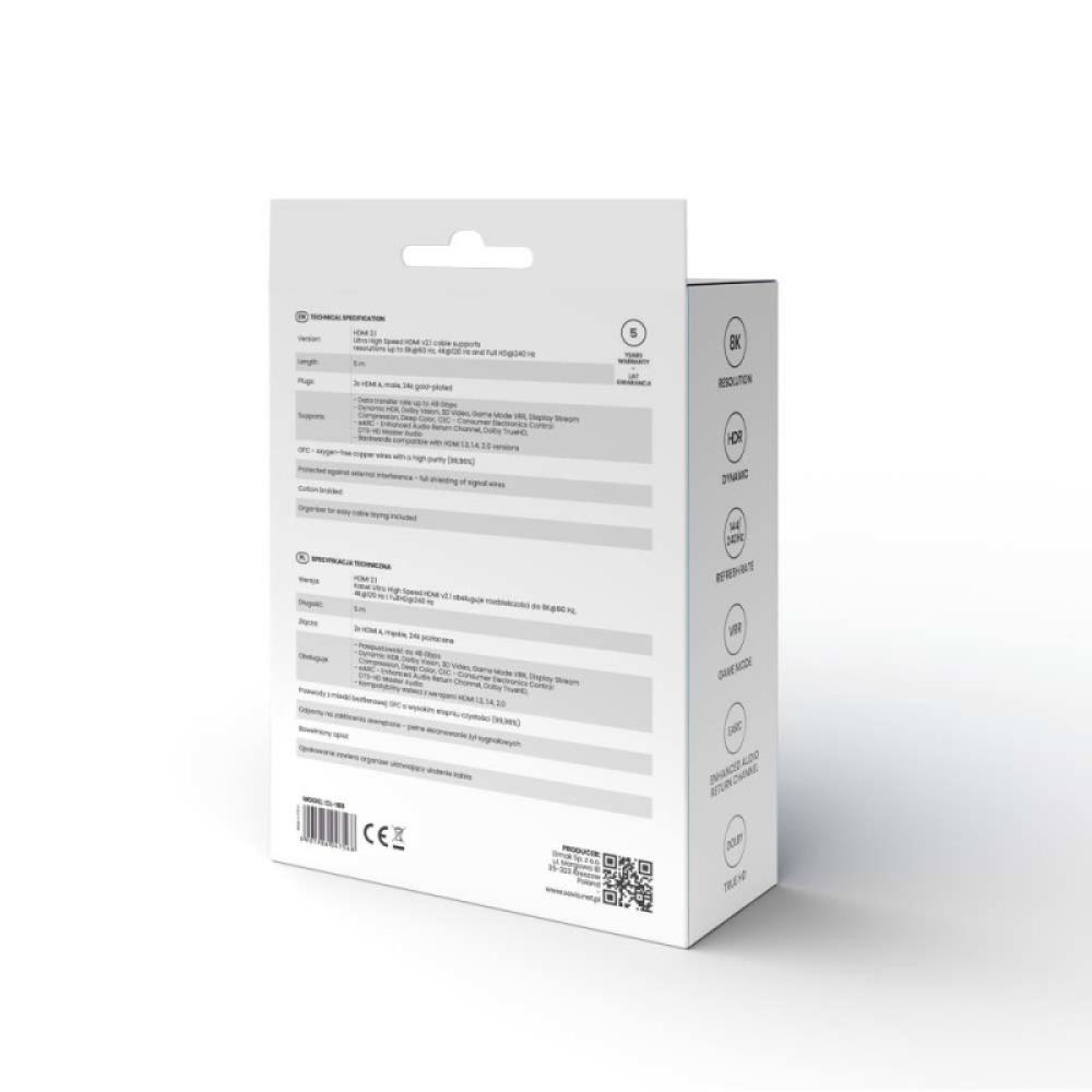 Savio - HDMI (M) v2.1 cable 5m 8K copper blue-black golden tips CL-169 cable HDMI HDMI tipo A (Estándar) Negro, Azul