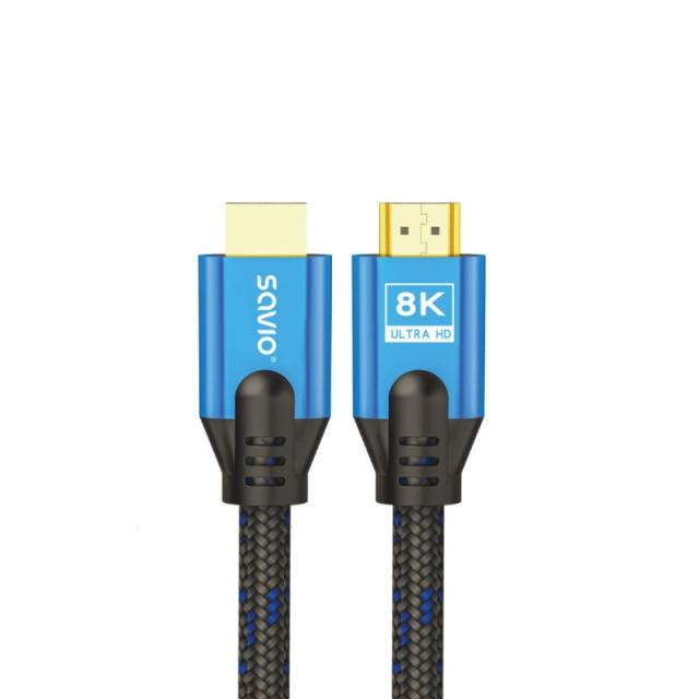 Savio - HDMI (M) v2.1 cable 5m 8K copper blue-black golden tips CL-169 cable HDMI HDMI tipo A (Estándar) Negro, Azul