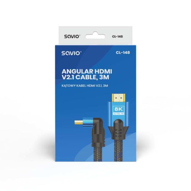 Savio - CL-148 cable HDMI 3 m HDMI tipo A (Estándar) Negro, Azul