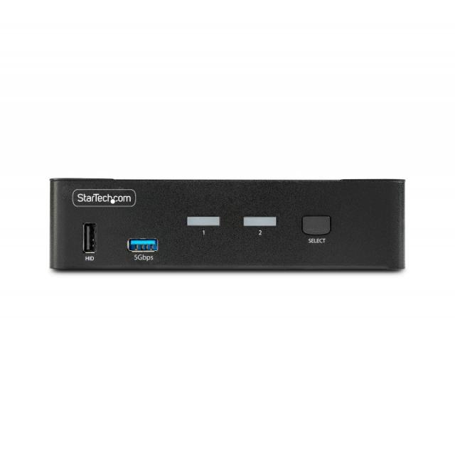 StarTech.com - Switch Conmutador KVM DisplayPort de 2 Puertos - 8K60/4K144 - para Un Monitor - DP 1.4 - 2x USB 3.0 - 4x USB 2.0
