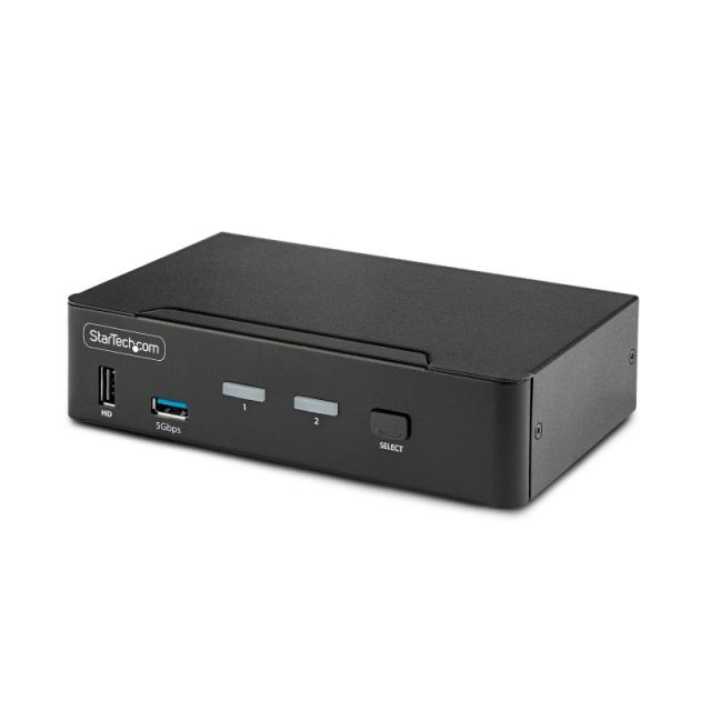 StarTech.com - Switch Conmutador KVM DisplayPort de 2 Puertos - 8K60/4K144 - para Un Monitor - DP 1.4 - 2x USB 3.0 - 4x USB 2.0