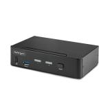 StarTech.com - Switch Conmutador KVM DisplayPort de 2 Puertos - 8K60/4K144 - para Un Monitor - DP 1.4 - 2x USB 3.0 - 4x USB 2.0