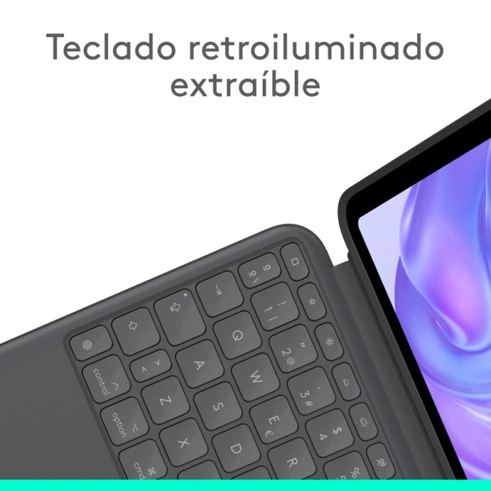 Logitech - Combo Touch, Funda con Teclado, iPad Pro 11 Pulgadas (M4)(2024) - Teclado retroiluminado extraíble con Soporte abatib