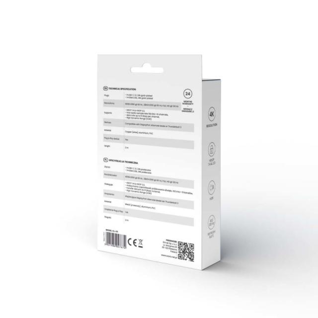 Savio - USB-C to HDMI 2.0B cable 2m silver / black gold tips CL-171 cable HDMI USB C HDMI tipo A (Estándar) Negro