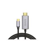 Savio - USB-C to HDMI 2.0B cable 2m silver / black gold tips CL-171 cable HDMI USB C HDMI tipo A (Estándar) Negro