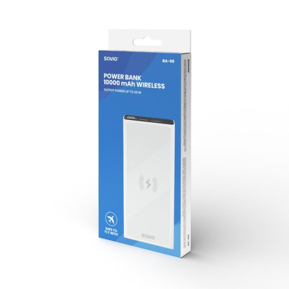 Savio - power bank BA-06 10000 mAh adowanie indukcyjne Polímero de litio Blanco