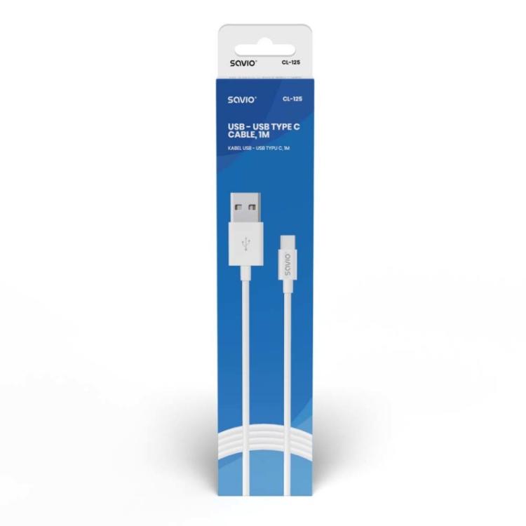 Savio - CL-125 cable USB USB 2.0 1 m USB A USB C Blanco