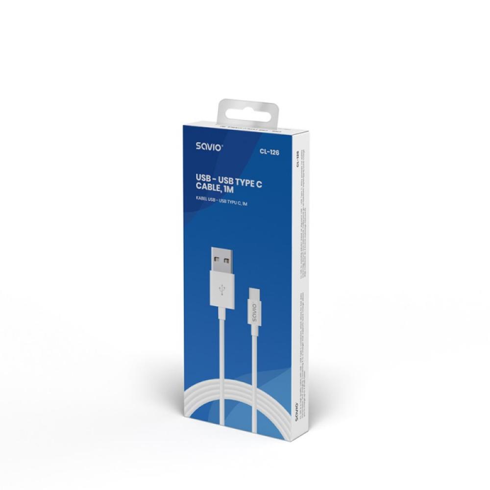 Savio - CL-126 cable USB USB 2.0 1 m USB C USB A Blanco