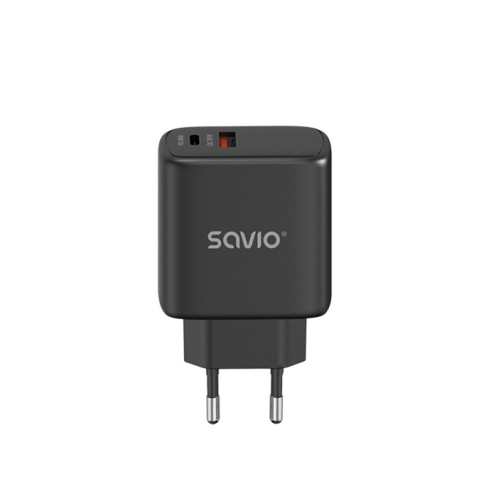 Savio - LA-06/B USB Quick Charge Power Delivery 3.0 30W Internal charger Auriculares, Ratón, Tableta, Teléfono, Ver Negro Exteri