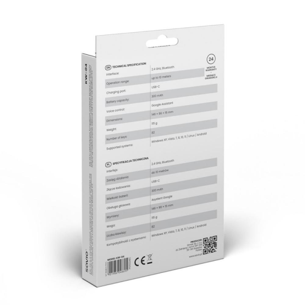 Savio - SAVMKW-04 teclado para móvil QWERTY Inglés de EE. UU. USB Tipo C Negro