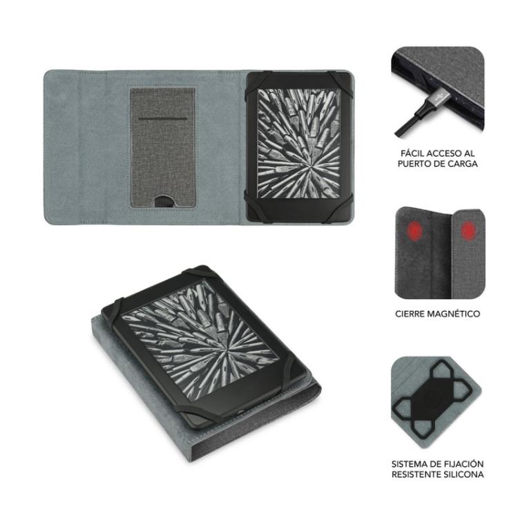 SUBBLIM - FUNDA EBOOK CLEVER STAND 6'''' GREY