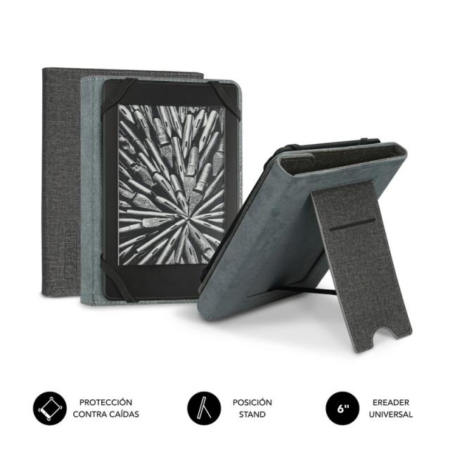 SUBBLIM - FUNDA EBOOK CLEVER STAND 6'''' GREY
