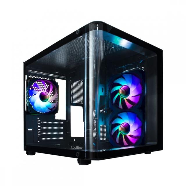 CoolBox - GAMING CAJA MATX GM100 VISION USB3.2 GEN1 SIN FTE + 3 VENTILADORES ARGB