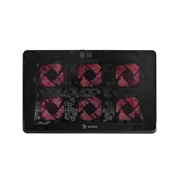Savio - Laptop cooling pad 6 backlit fans 2000 RPM COS-01 almohadilla fría 43,9 cm (17.3") Negro, Rojo