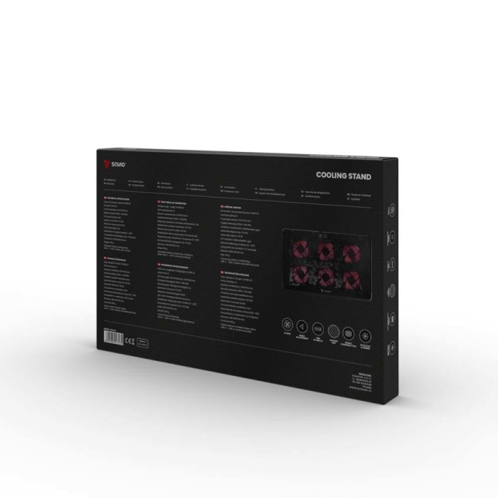 Savio - Laptop cooling pad 6 backlit fans 2000 RPM COS-01 almohadilla fría 43,9 cm (17.3") Negro, Rojo