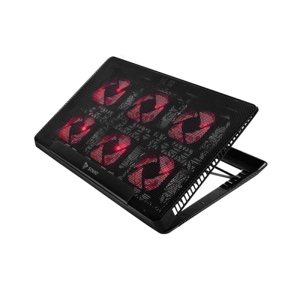 Savio - Laptop cooling pad 6 backlit fans 2000 RPM COS-01 almohadilla fría 43,9 cm (17.3") Negro, Rojo