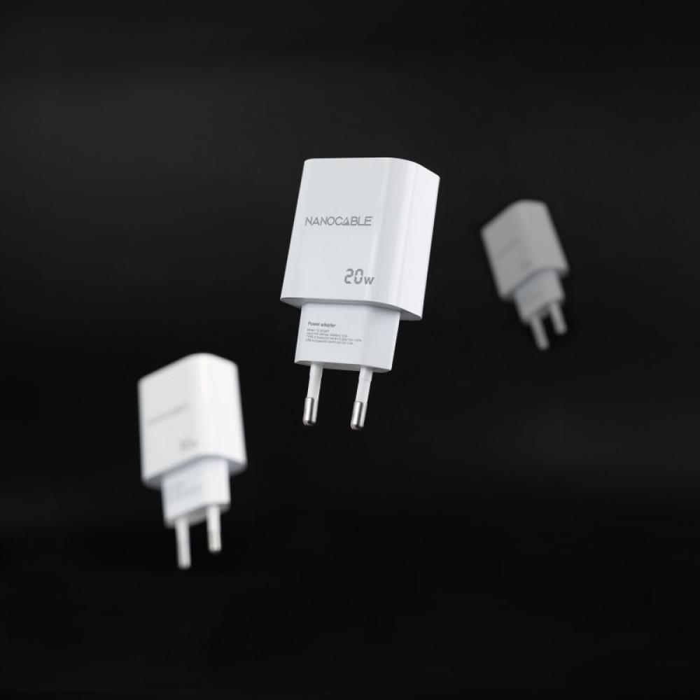Nanocable - Cargador USB-C/PD + USB-A/QC 20W, Blanco
