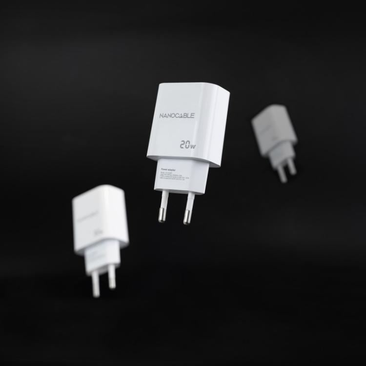 Nanocable - Cargador USB-C/PD + USB-A/QC 20W, Blanco