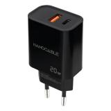 Nanocable - Cargador USB-C/PD + USB-A/QC 20W, Negro