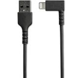 StarTech.com - Cable Resistente USB-A a Lightning de 1 m - Negro -Acodado en un Ángulo de 90° a la Derecha - Cable de Carga y Si