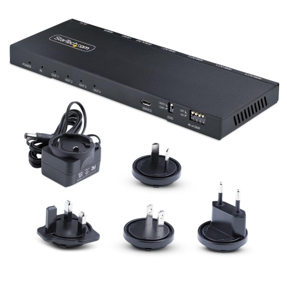 StarTech.com - Splitter Divisor HDMI de 4 Puertos, Vídeo HDMI 2.0 de 4K a 60Hz, Multiplicador HDMI 4K con Escalador incorporado,