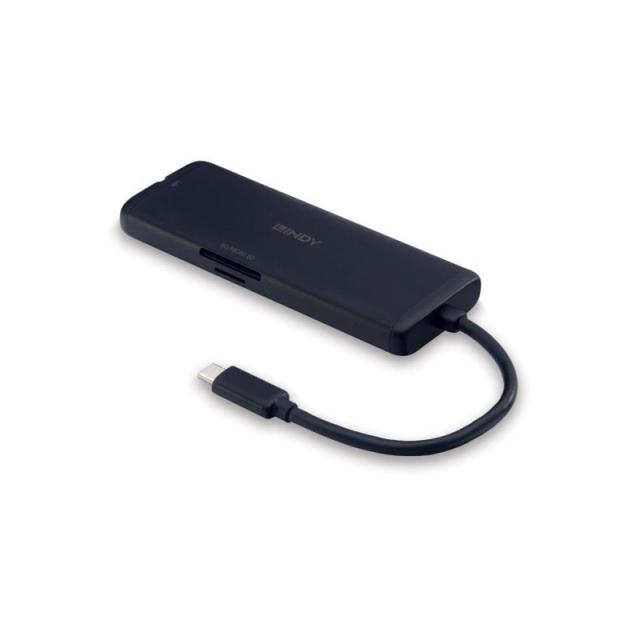 Lindy - 43358 base para portátil y replicador de puertos Alámbrico USB 3.2 Gen 1 (3.1 Gen 1) Type-C Negro