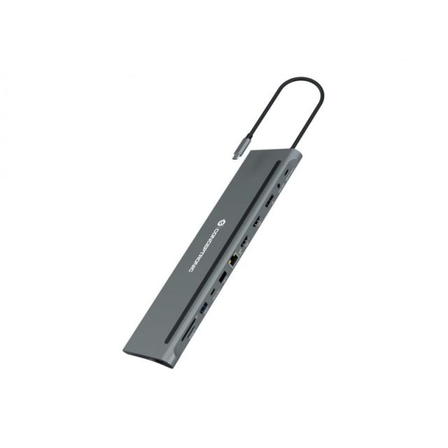 Conceptronic - DONN17G base para portátil y replicador de puertos Alámbrico USB 3.2 Gen 1 (3.1 Gen 1) Type-C Gris