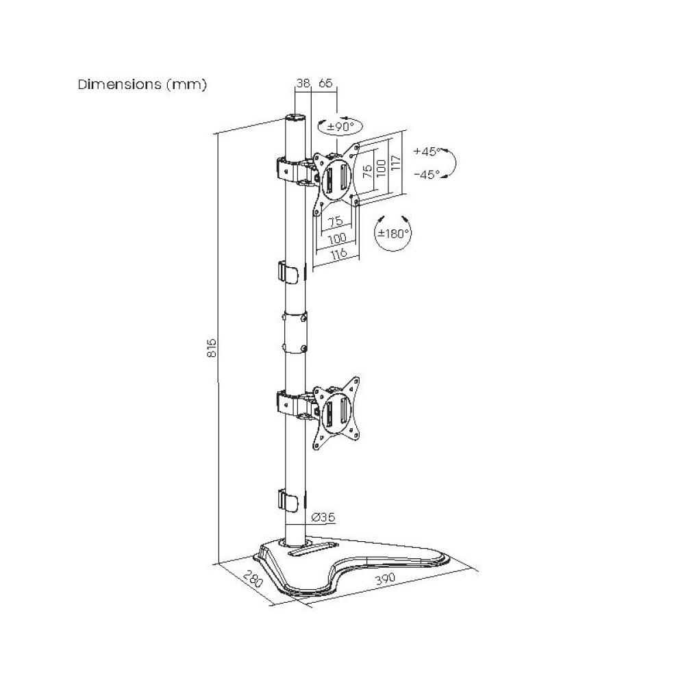 Equip - Soporte de sobremesa para dos monitores verticales de 17"-32