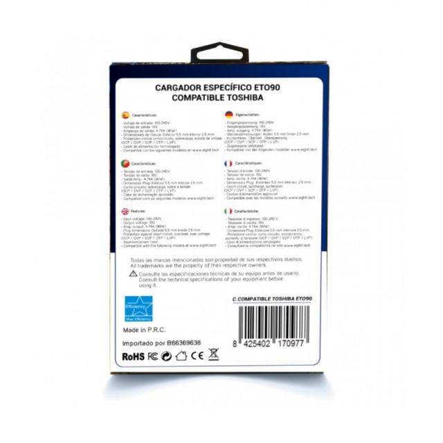 Eightt - ETO90 adaptador e inversor de corriente Universal 90 W Negro