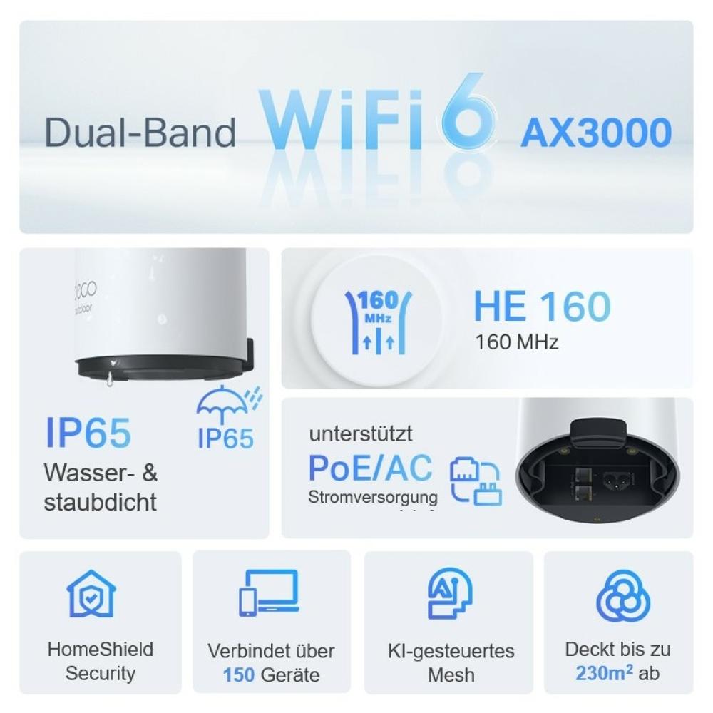 TP-Link - Deco X50-Outdoor Doble banda (2,4 GHz / 5 GHz) Wi-Fi 6 (802.11ax) Blanco 1 Interno