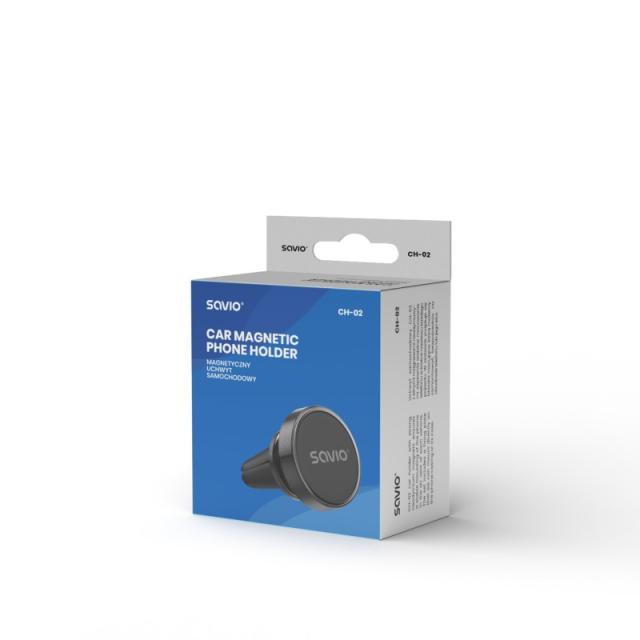 Savio - CH-02 Uchwyt magnetyczny samochodowy, aluminiowy, czarny
