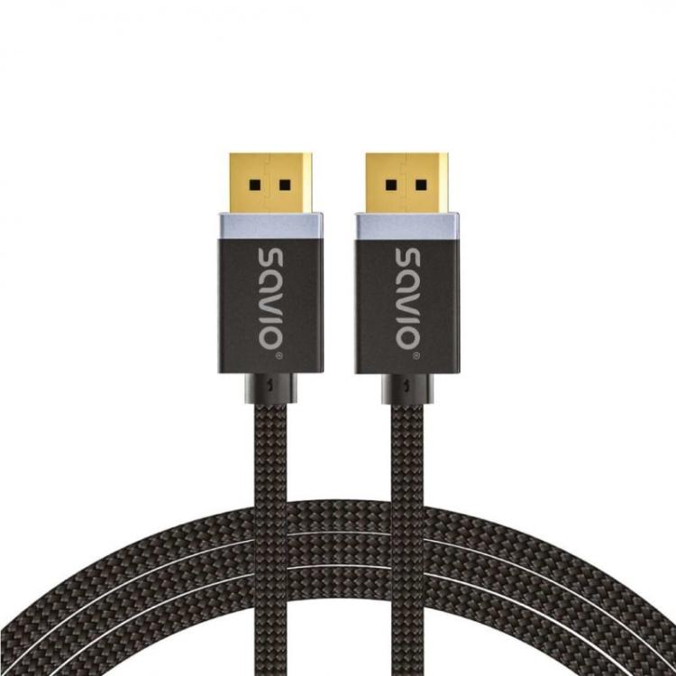 Savio - DisplayPort cable 2 m Black CL-166 Negro