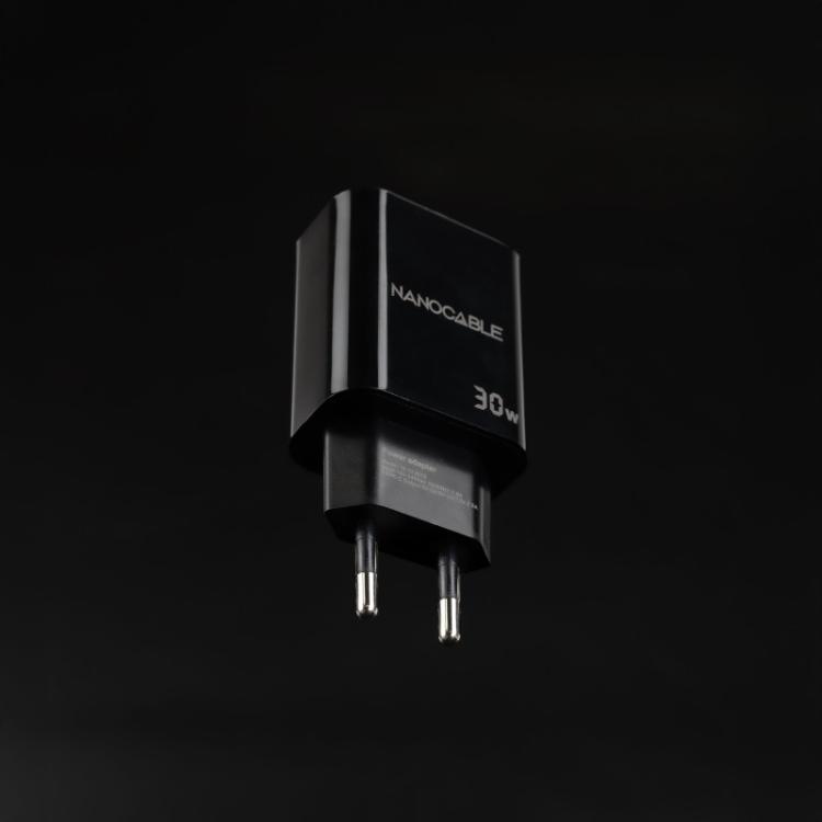 Nanocable - Cargador USB-C/PD + USB-A/QC 30W, Negro