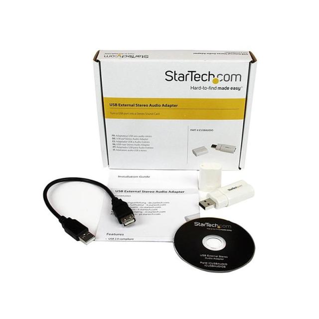 StarTech.com - Tarjeta de Sonido Estéreo USB Externa Adaptador Conversor - Blanco